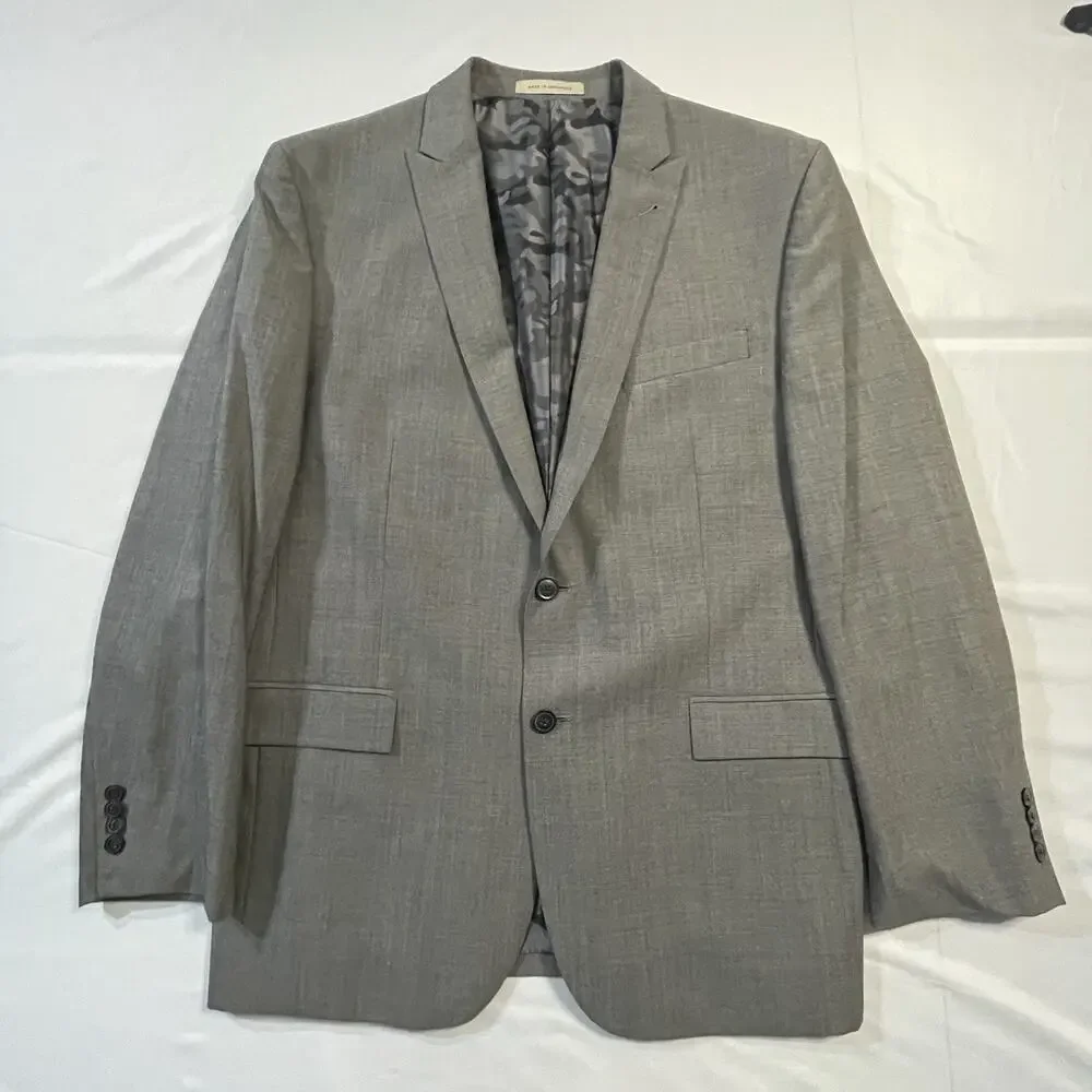 Joe Joseph Abboud Slim Fit 44R Gray Sharkskin Super 120s Wool Suit Jacket Camo